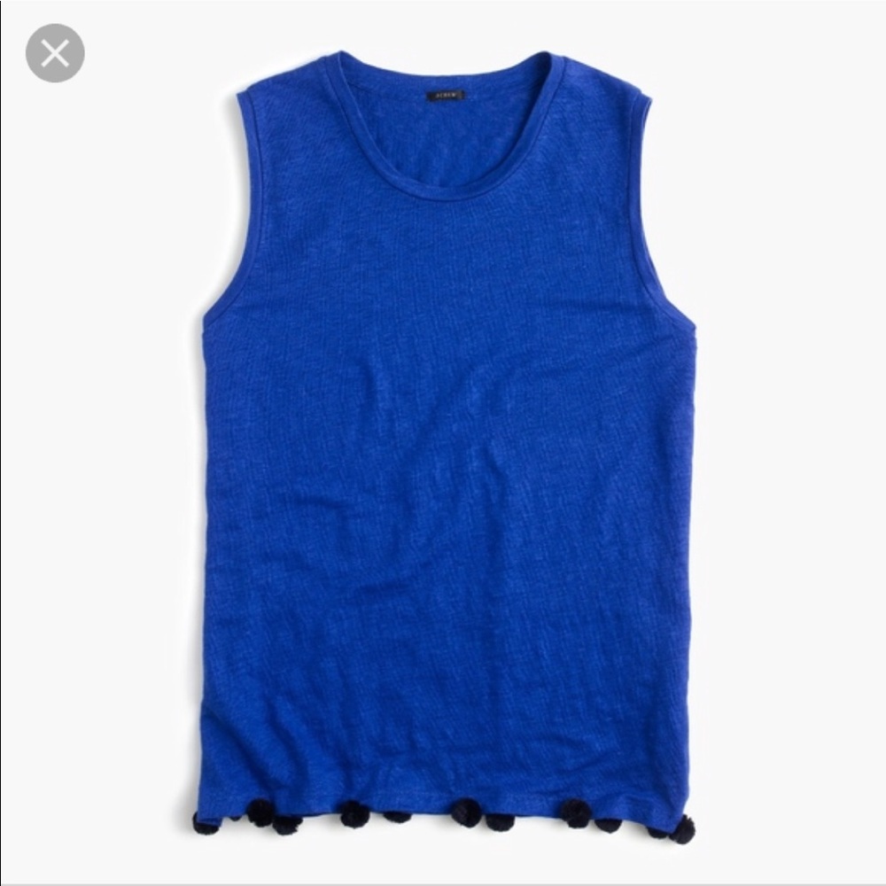 J.Crew Linen Pom Pom Tank Top